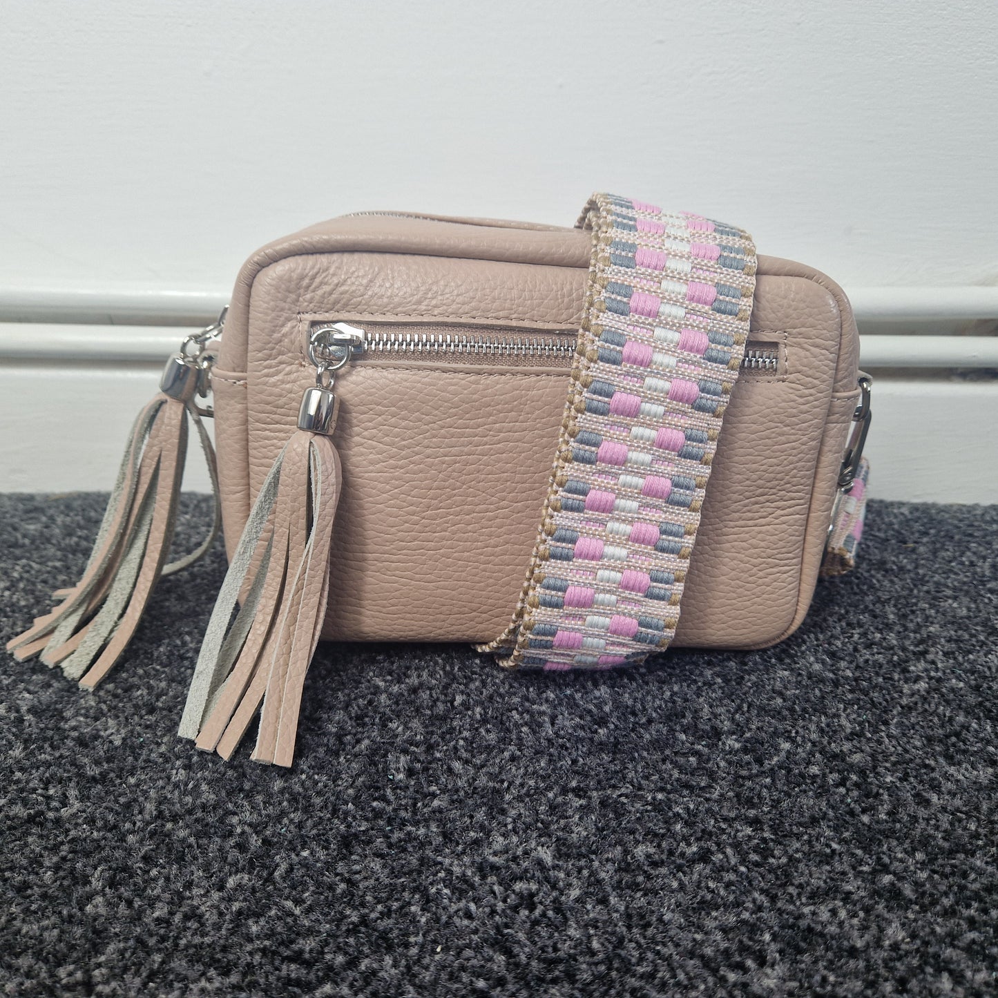 woven bag strap - pink