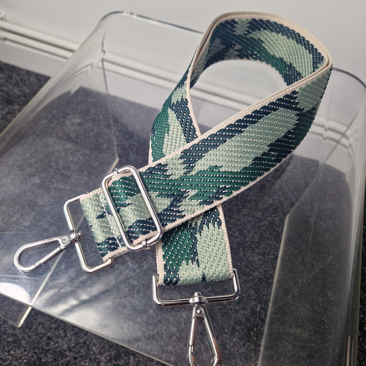 New camo woven bag strap - Green