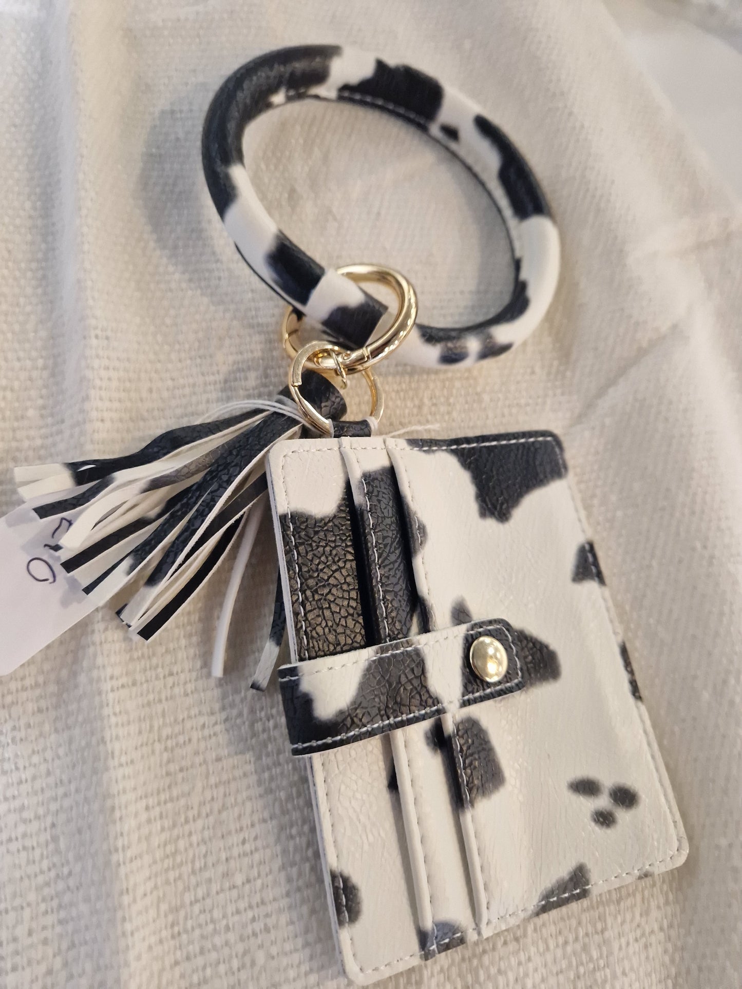 Cow print wristlet card holder