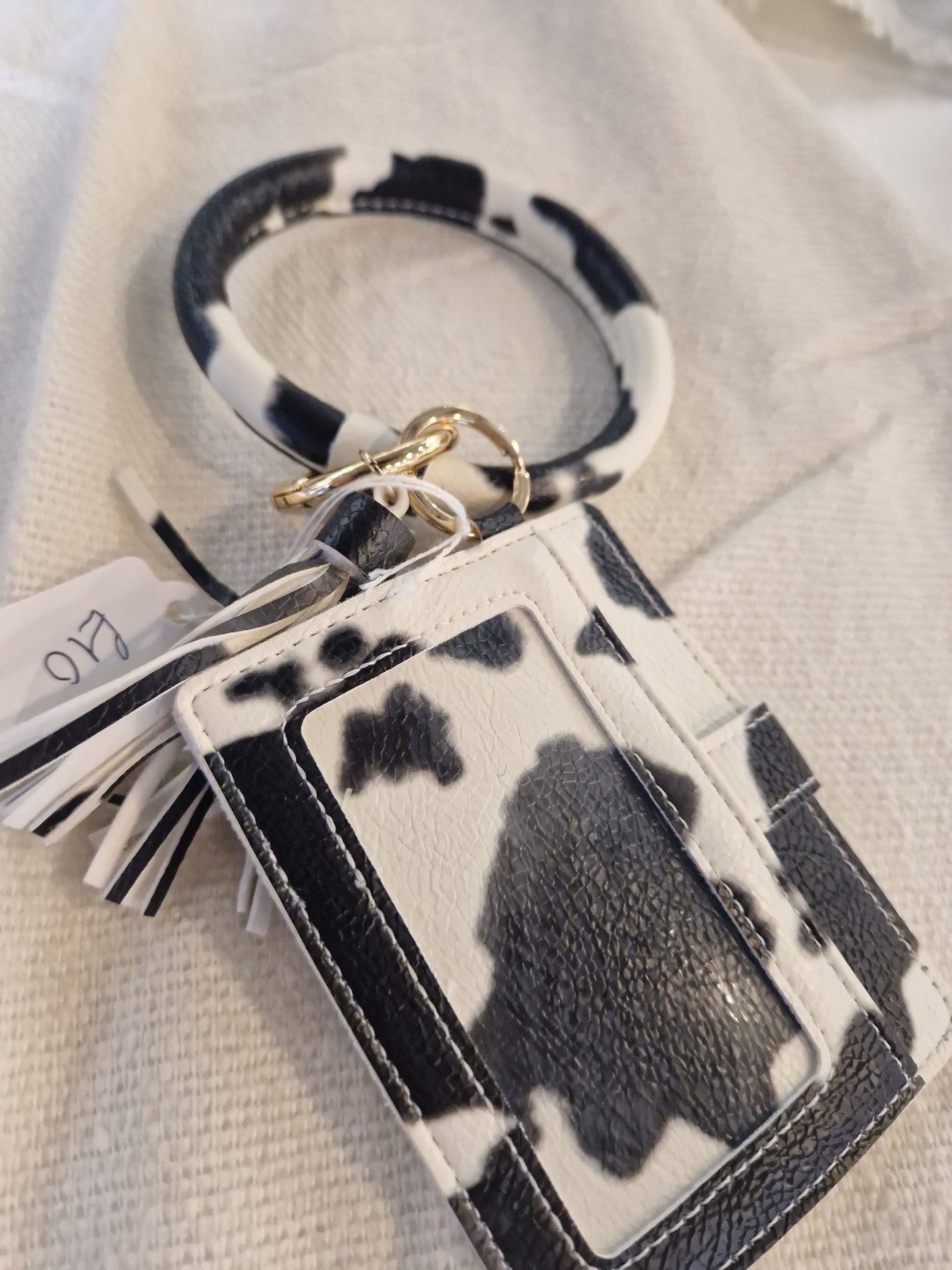 Cow print wristlet card holder