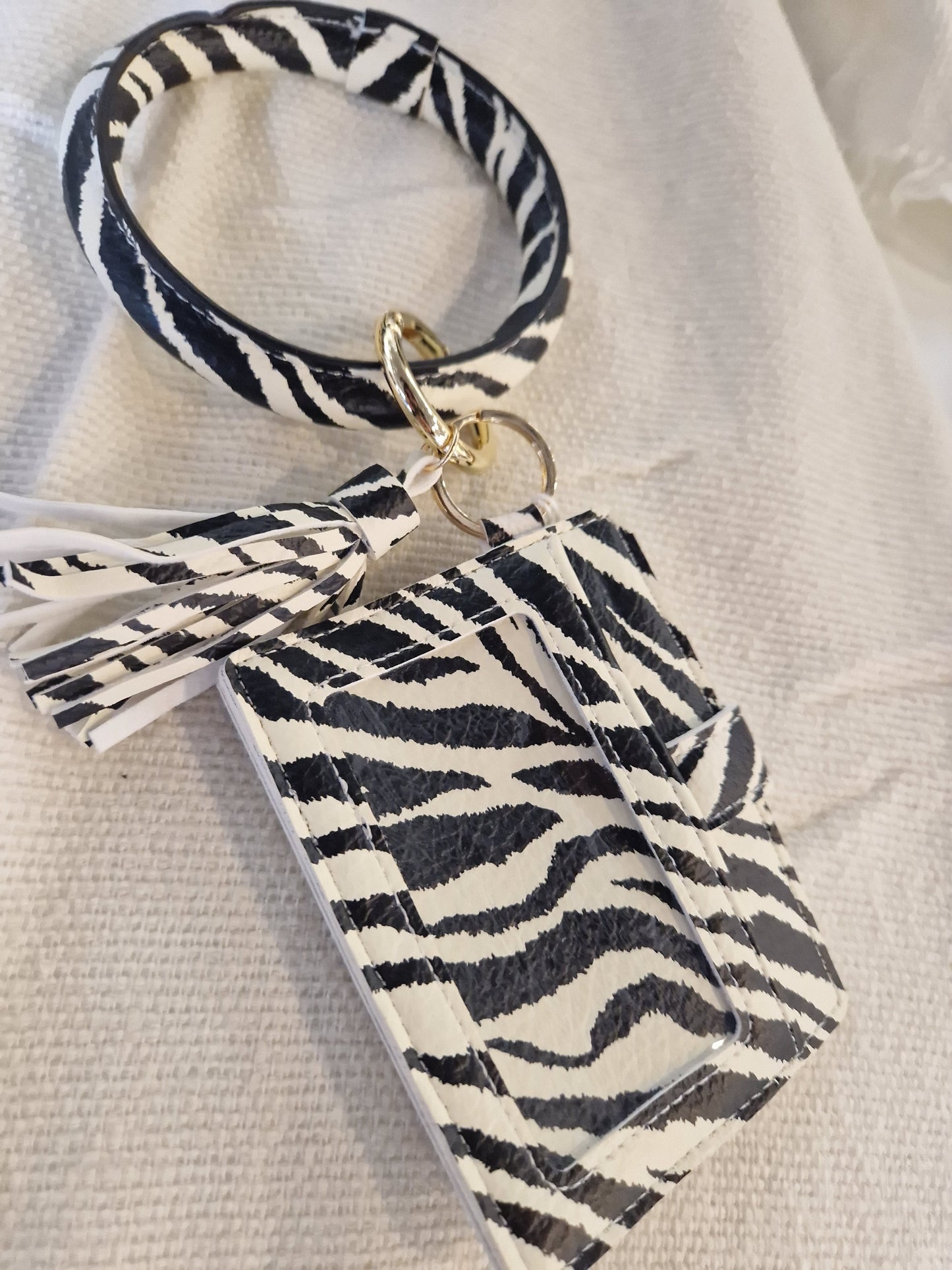 Zebra print wristlet card holder