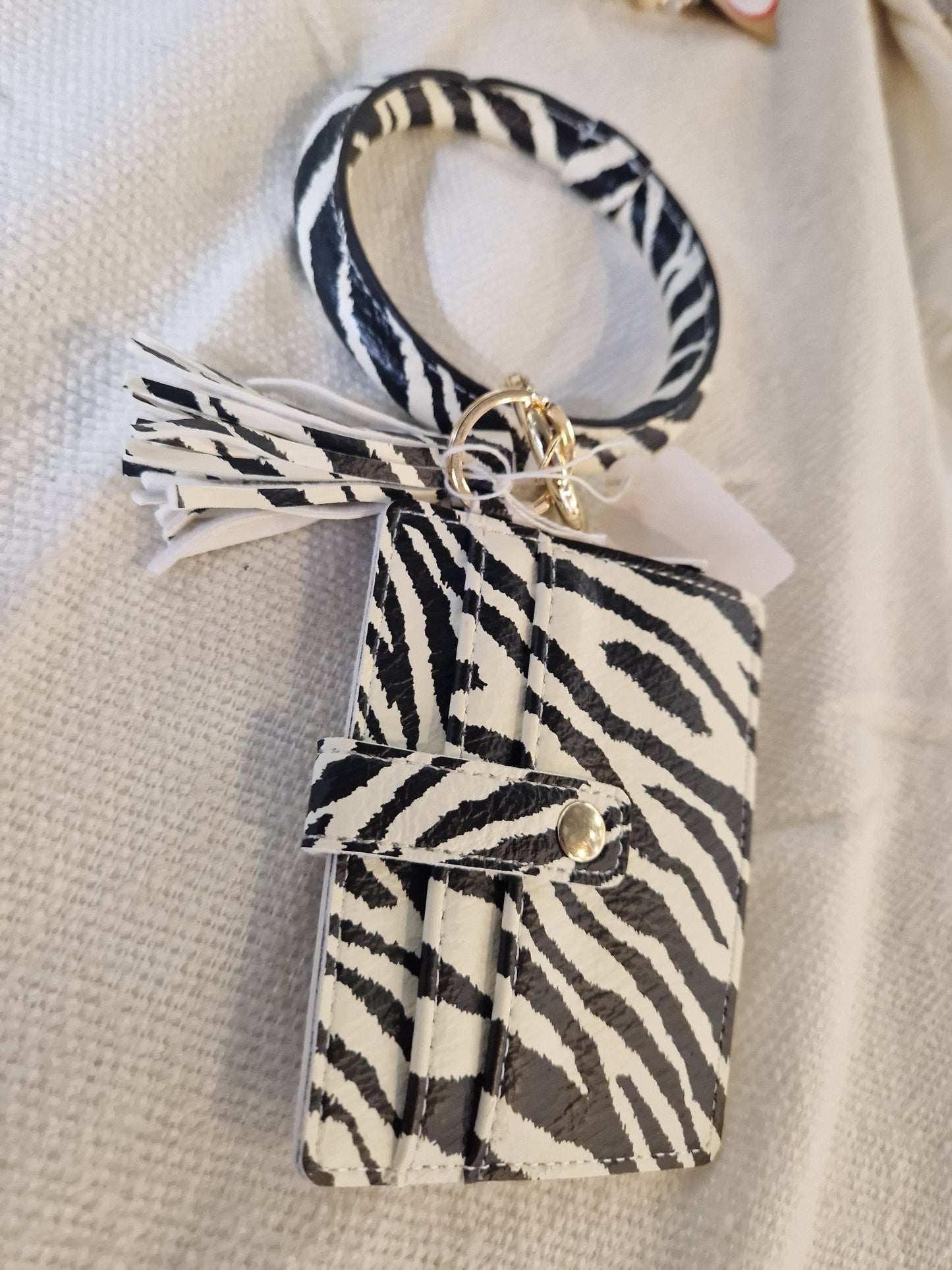 Zebra print wristlet card holder