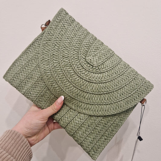 Raffa straw bag - Olive green