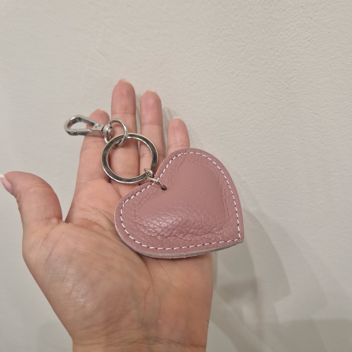 Leather heart keyring/Bag charm