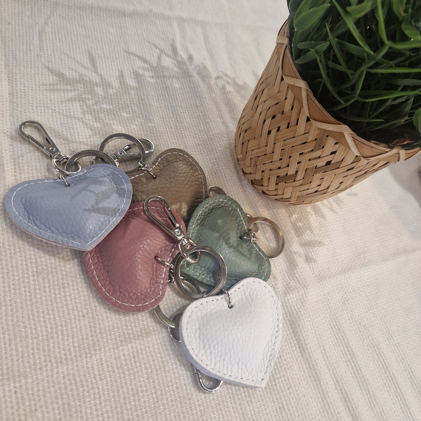 Leather heart keyring/Bag charm