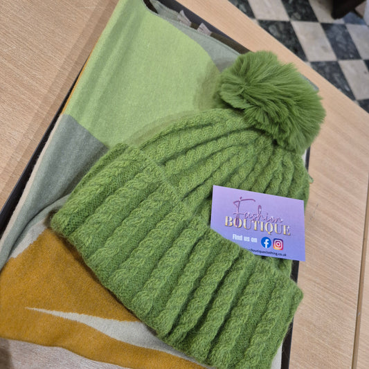 Green hat and scarf set