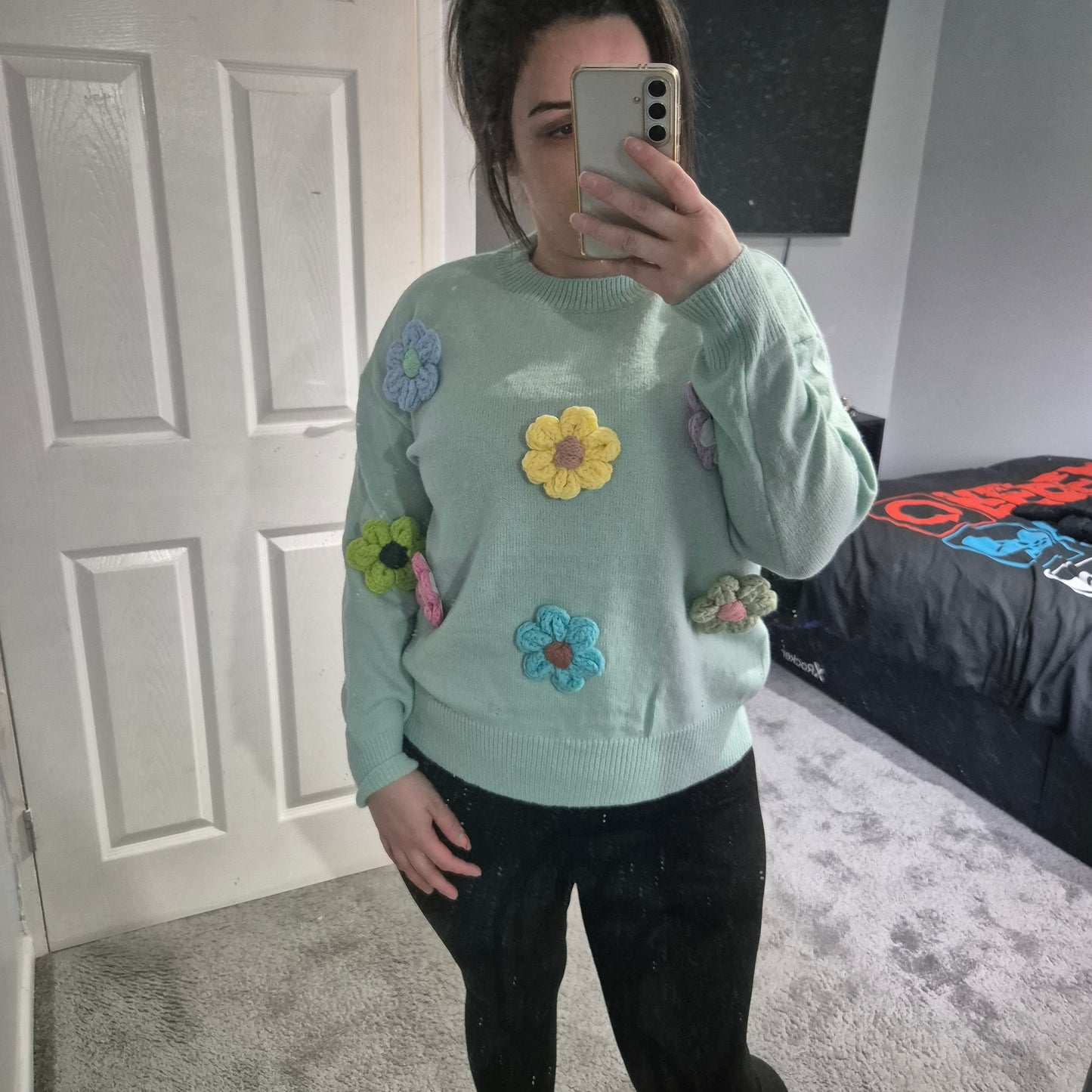 Retro flower knit jumper