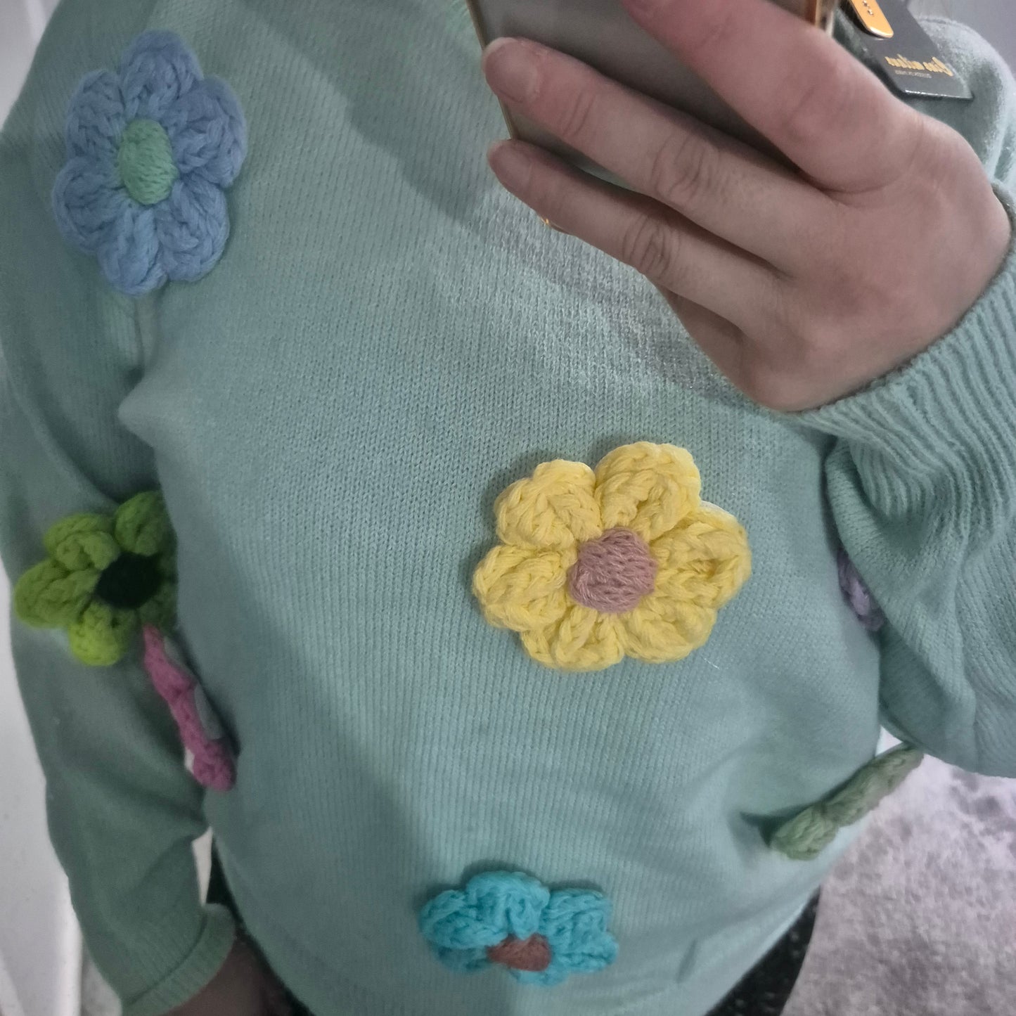 Retro flower knit jumper