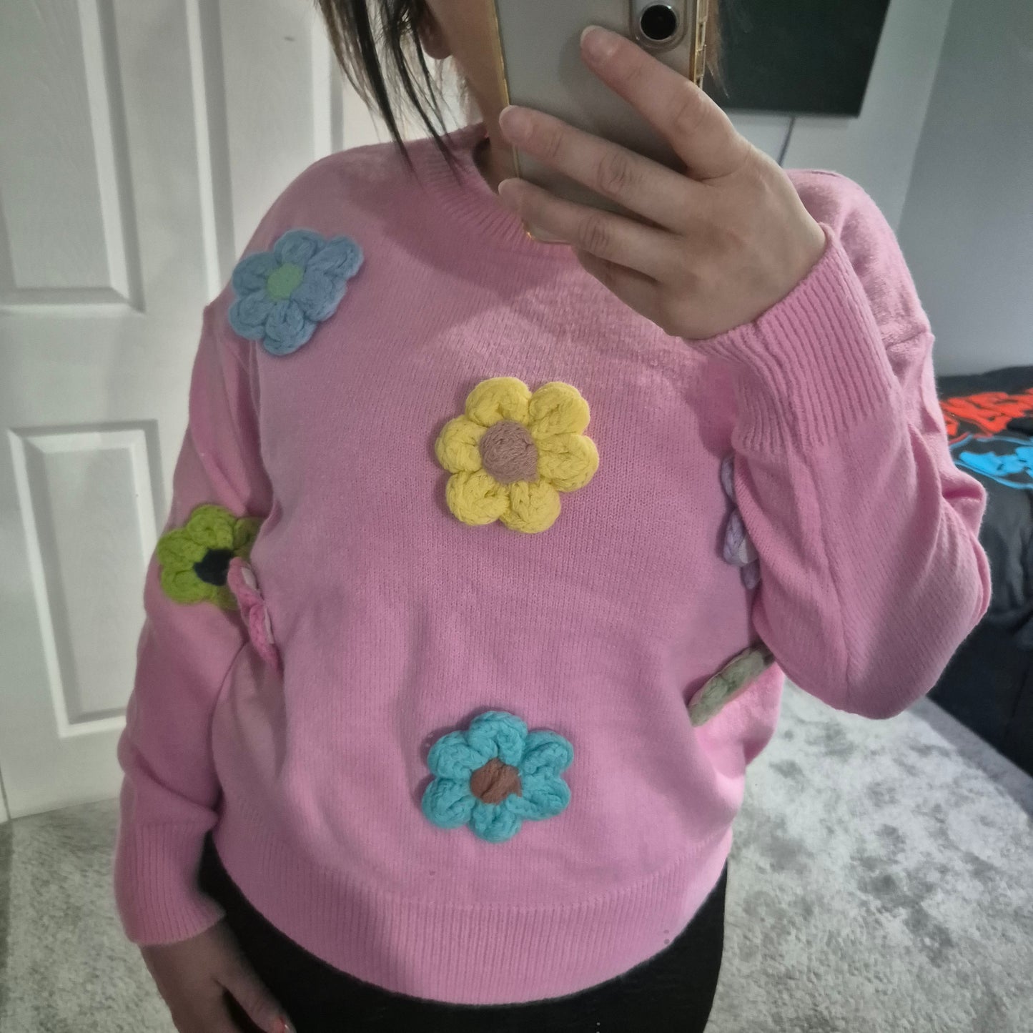 Retro flower knit jumper